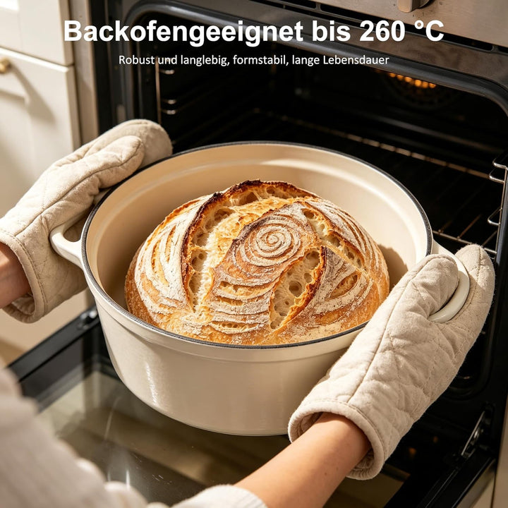 Gusseisen Topf Brot Backen - 26cm Dutch Oven Brotbackform Bräter mit Deckel, Topbooc Schmortopf Emai