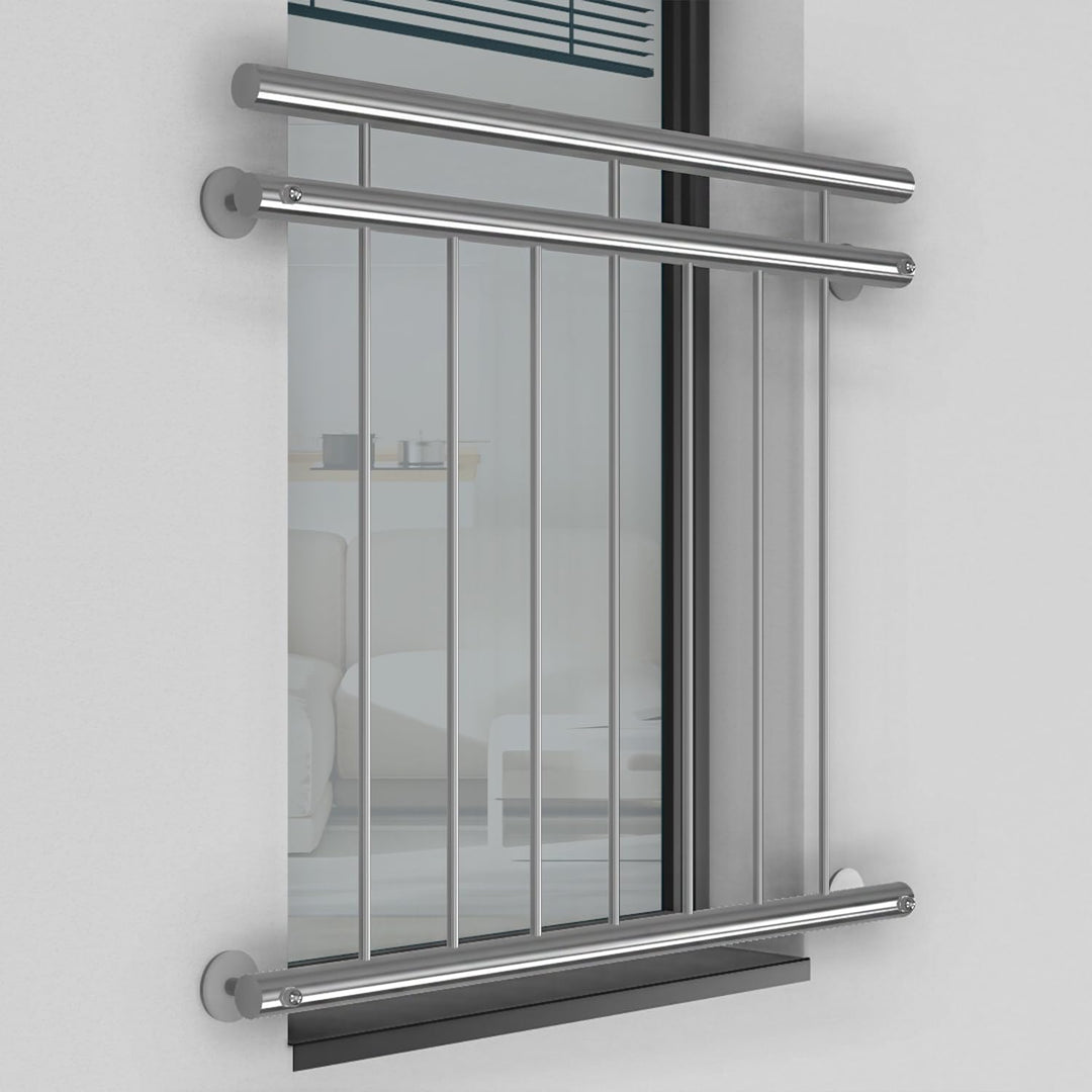 Edelstahl V2A Französischer Balkon Franz Geländer Stabgeländer Aussenbefestigung System (225 x 90 cm