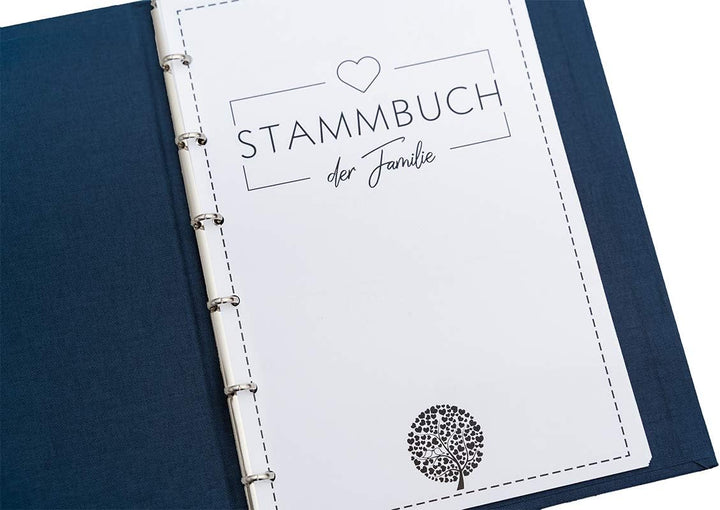 Hochzeitideal – Stammbuch der Familie Boho dunkelblau - 21,0 cm x 15,0 cm - Buchbinderleinen Stammbu