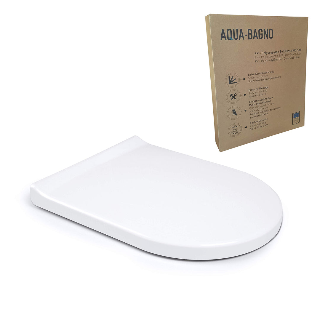 Aqua Bagno | Universal Toilettendeckel mit Absenkautomatik & WC-Sitz in D-Form, überlappender Deckel