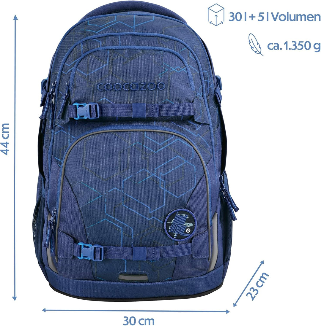 coocazoo Schulrucksack Porter, Blue Motion, blau, ergonomischer & anpassbarer Tornister, höhen- & gr
