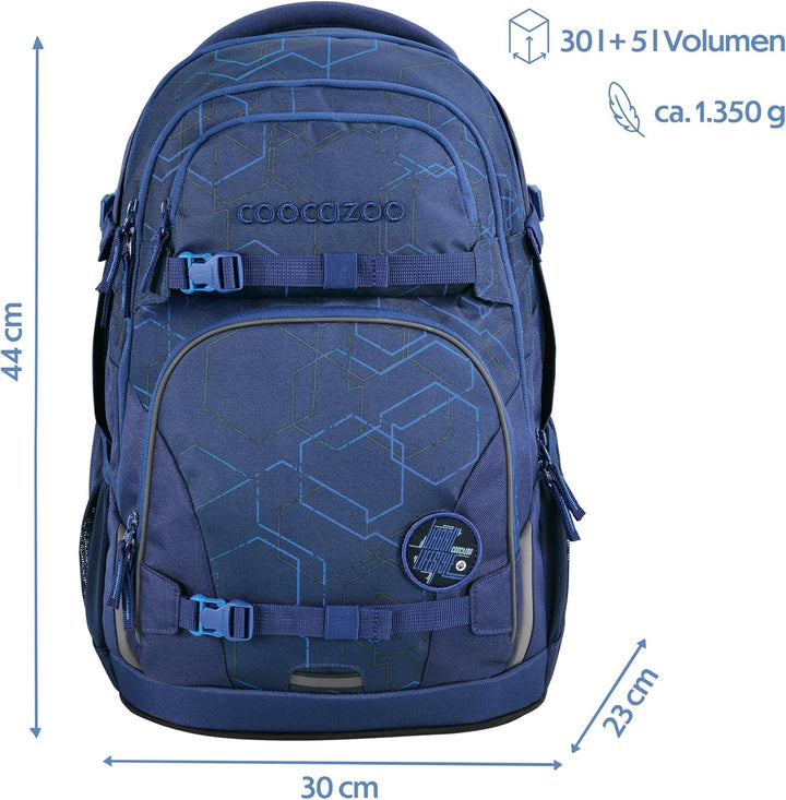 coocazoo Schulrucksack Porter, Blue Motion, blau, ergonomischer & anpassbarer Tornister, höhen- & gr
