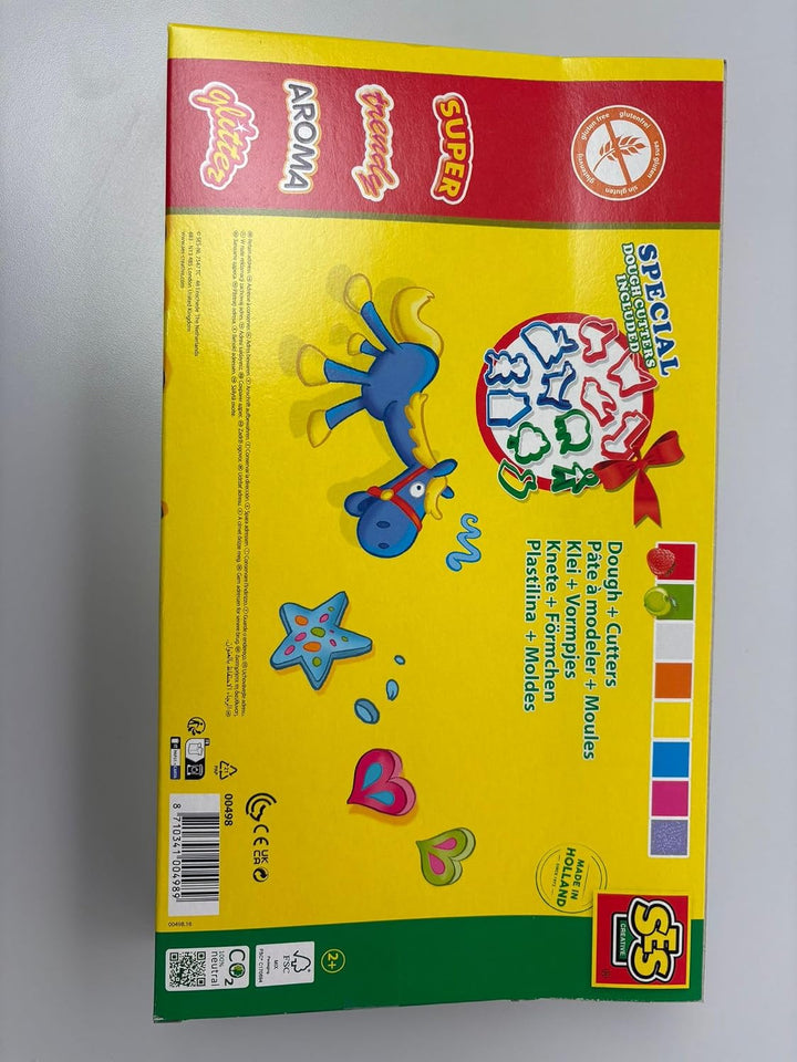 SES creative SES Super Dough, 8 Farben Knetmasse, Mehrfarbig