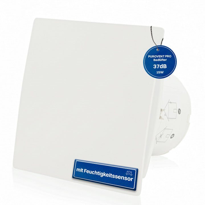 Intratec PUROVENT PRO Badlüfter mit Feuchtigkeitssensor – IPX4 Lüfter 100mm 98m³/h 37dB 230V Bad Bad