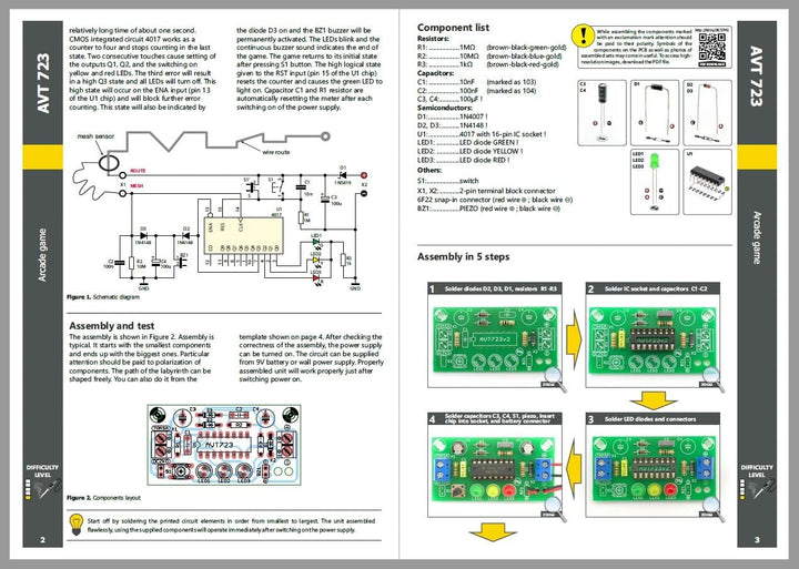 AVT723 KIT DIY Universelles Arcade-Spiel Elektronik Bauset Labyrinth Löten Trainieren Lernen Projekt