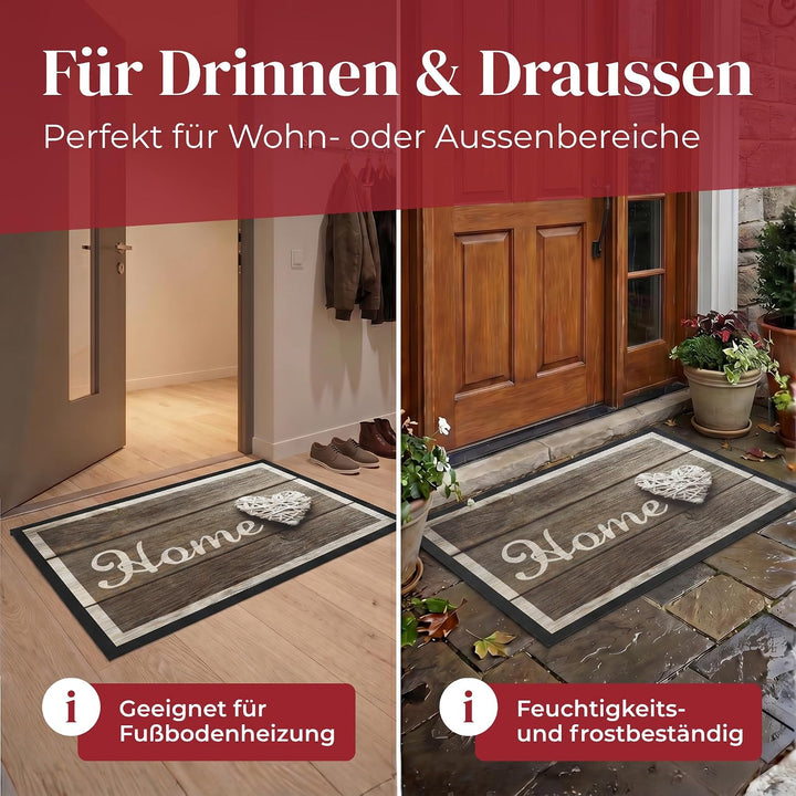 Hochwertige Fussmatte 60x80 cm (Large) – Schmutzfangmatte für Innen &amp; Aussen, rutschfest mit hoher S