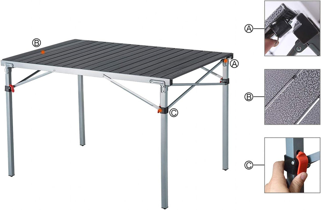 KingCamp Campingtisch Camping Rolltisch Klapptisch Garten Falttisch Alu 107x70cm