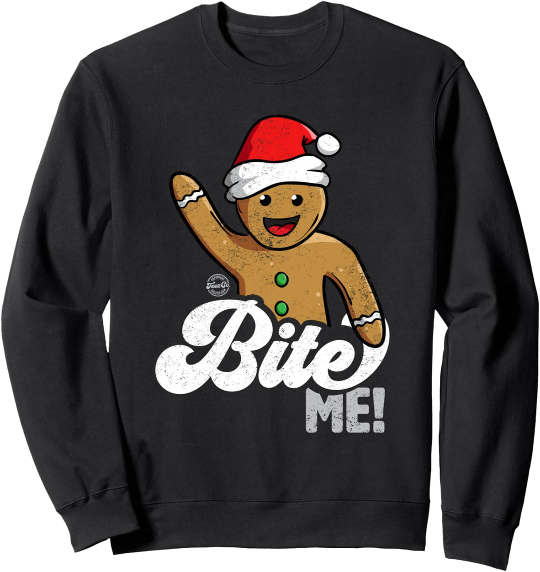 BITE ME Lustige Lebkuchenmann-Keks-Weihnachten Sweatshirt