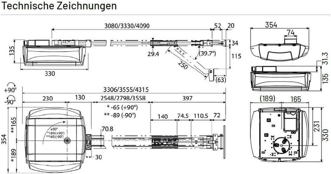 Marantec Comfort 380 Garagentorantrieb, Set inkl. 2 Handsender, elektrischer Torantrieb für Garagent