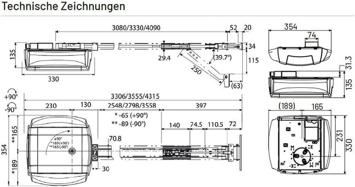Marantec Comfort 380 Garagentorantrieb, Set inkl. 2 Handsender, elektrischer Torantrieb für Garagent