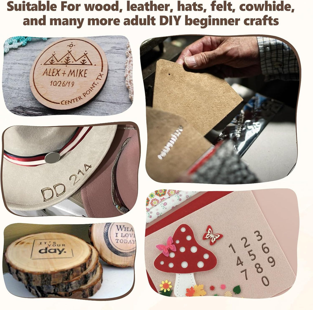 Mini Branding Irons Kit, 66,5 cm Buchstaben und 10 Zahlen, personalisierte Brandeisen mit 3 Griffen