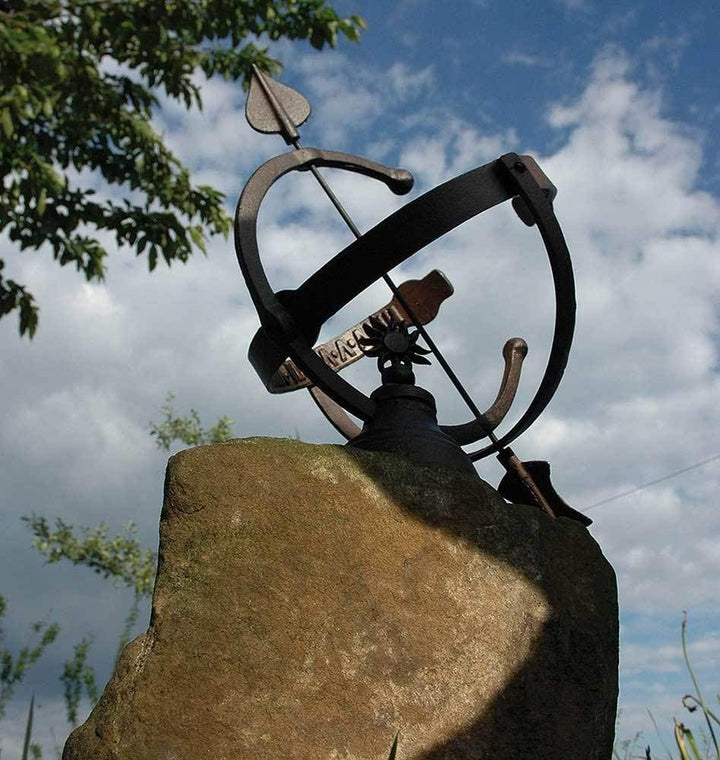 zeitzone Sonnenuhr Antik-Stil Gusseisen Rostbraun Gartendeko Single, Single