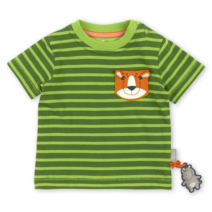 Sigikid Jungen T-Shirt 68 Grün-gestreift/Safari, 68 Grün-gestreift/Safari