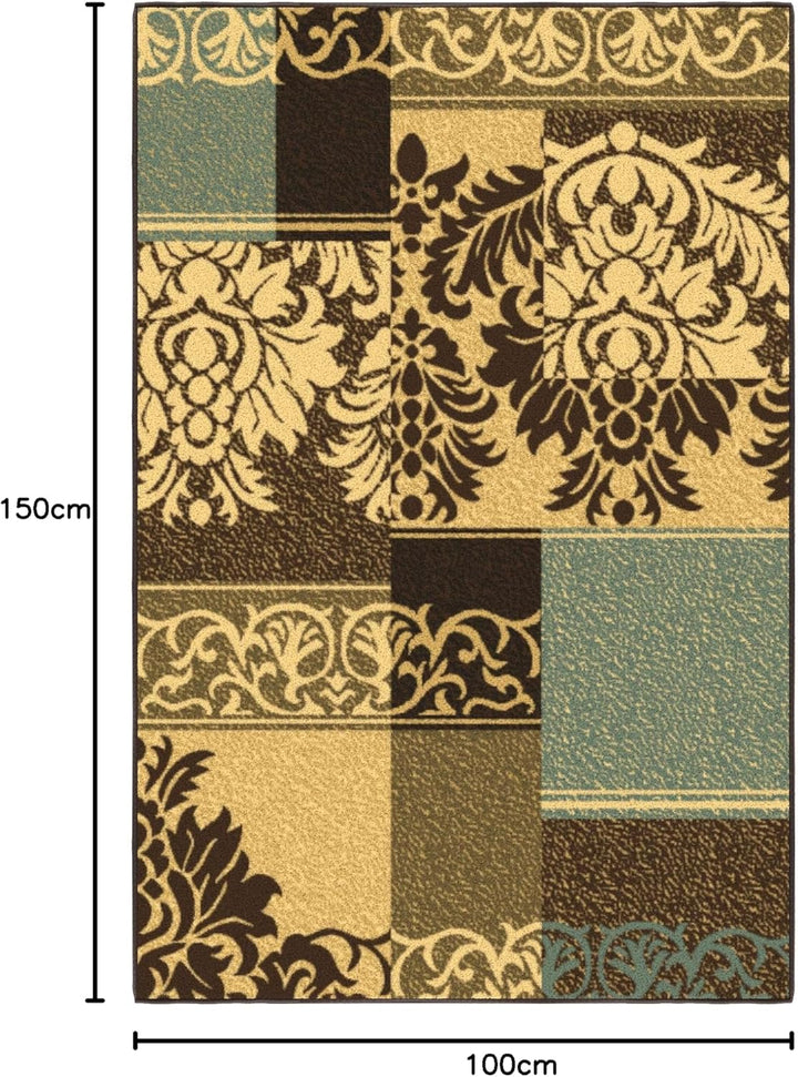 Ottomanson Ottohome-Kollektion Teppich mit Gummirückseite und modernem Damast-Design, 100 cm x 150 c
