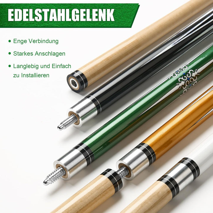 ASMPCUE Pool Queue, 58 Zoll Billard Queue Hardwood Pool Cue 13mm Spitzen für Professionelle Billards