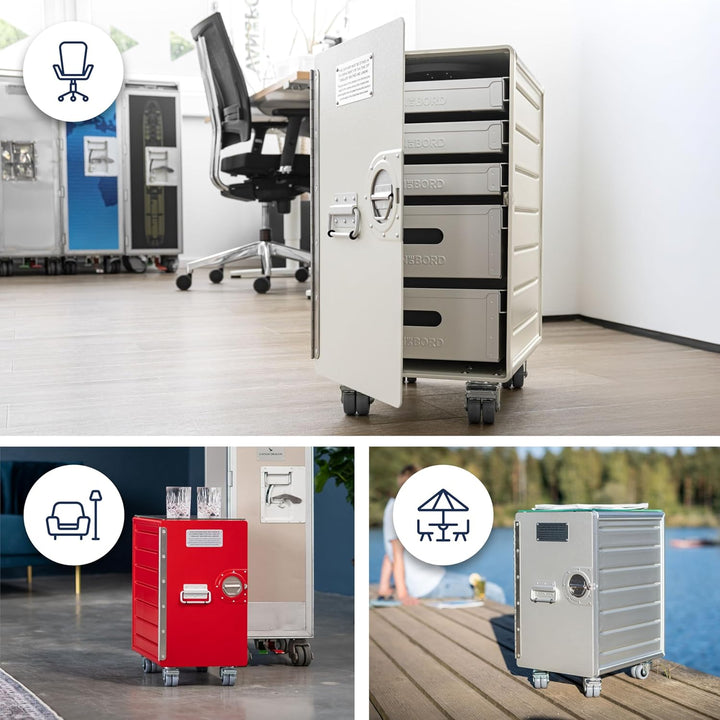 Rollcontainer mit Schubladen, mobiler Aktenschrank, Metallschrank, Schubladenschrank Küche, Druckert