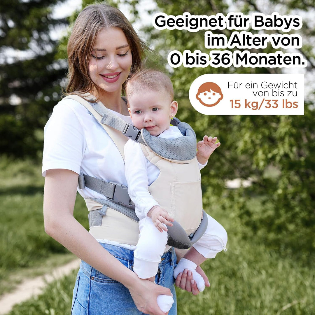 GAGAKU Babytrage Neugeborenes bis Kleinkind, Ergonomische Baby Tragegurt mit Hüftsitz für 4-36 Monat