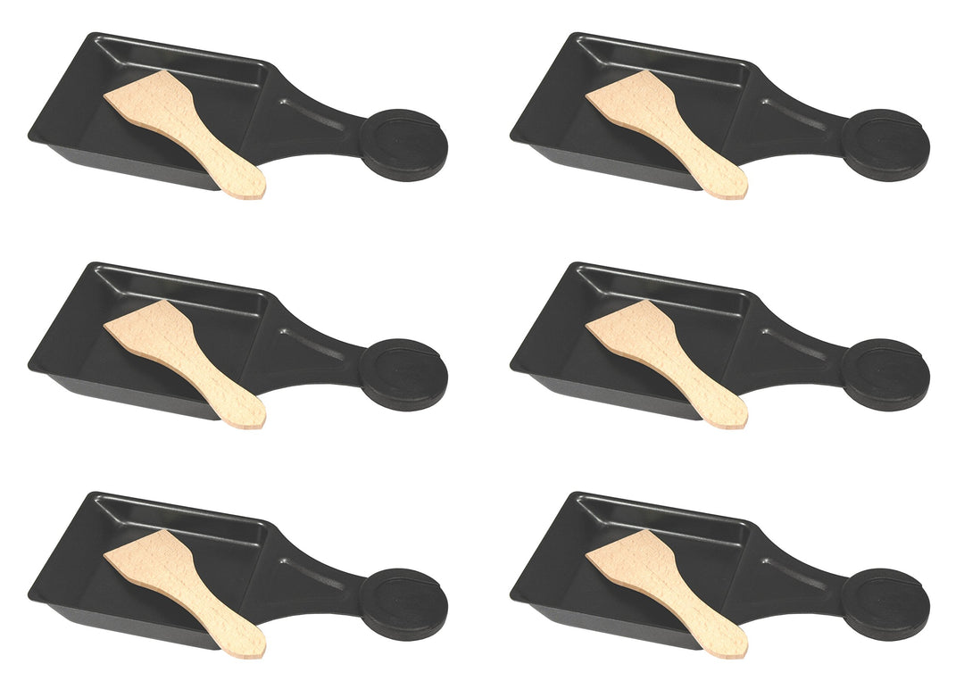 6er Set Raclette-Pfännchen mit Holzspachtel