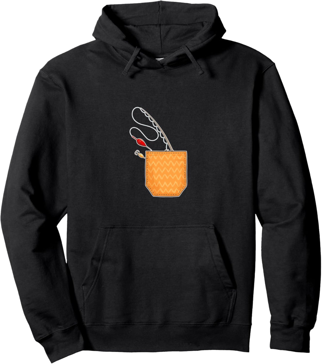 Angelrute Hobby Angler Fischer Angel Brusttasche Angeln Pullover Hoodie