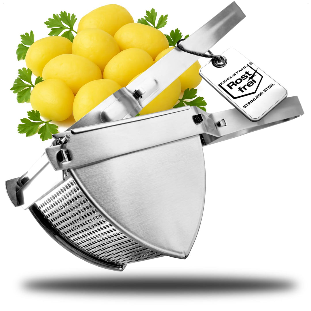 com-four® Kartoffelpresse aus rostfreiem Edelstahl, spülmaschinengeeignet - Spätzlepresse - Spaghett