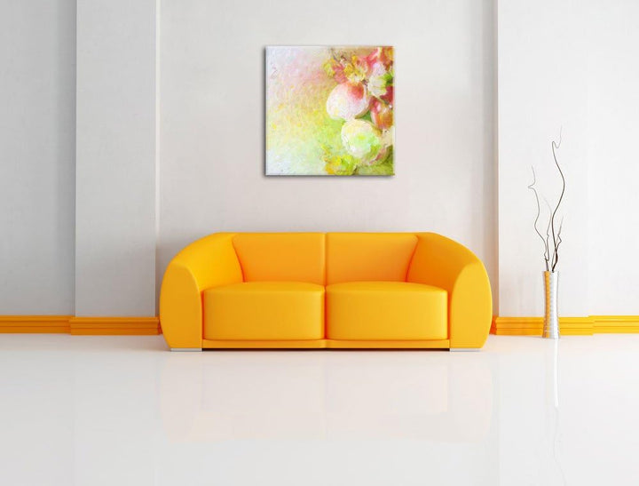 Pixxprint Kunstvolle Ostereier Pinsel Effekt, Format: 70x70 auf Leinwand, 70x70