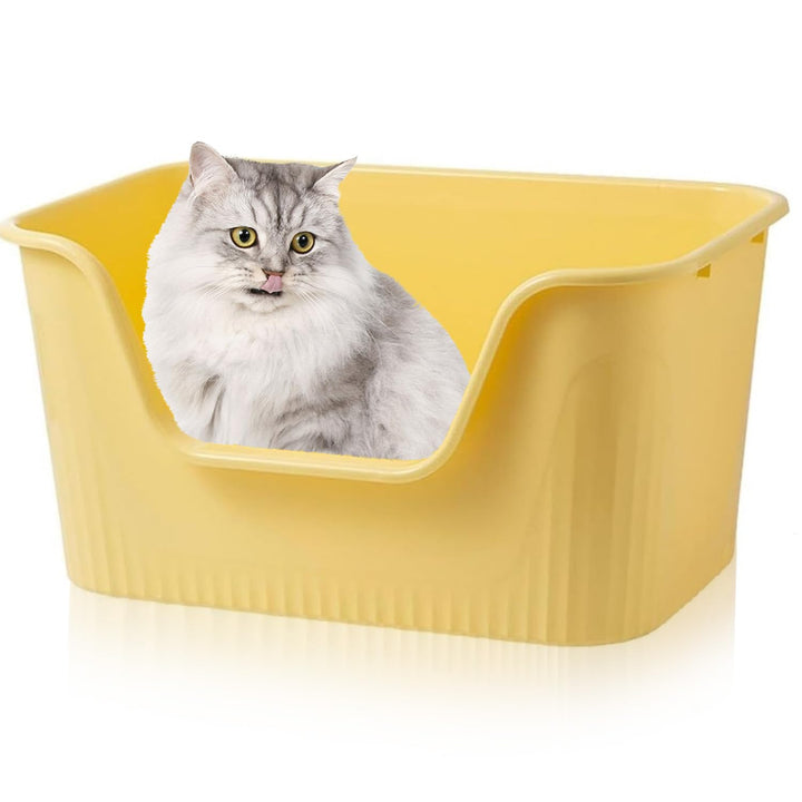 Katzenklo Gross 44x38x22cm, Katzenklo Hoher Rand Ohne Deckel, Katzentoiletten Offen, Spritzwasserges