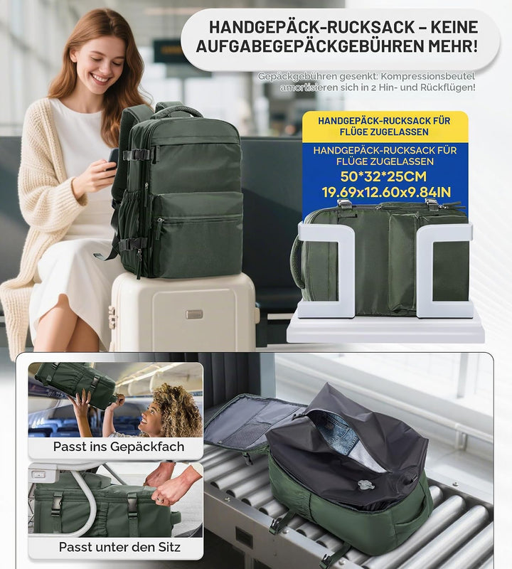BOXSAM Vakuum Rucksack Handgepäck Airbag mit Pumpe Travel Vacuum Backpack Reisen Tagesrucksack Wasse