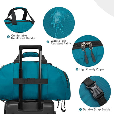 G4Free 40L Faltbare 3-Wege-Reisetasche Sporttasche mit Schuhfach Herren Damen Gym Bag Gepäck für Spo
