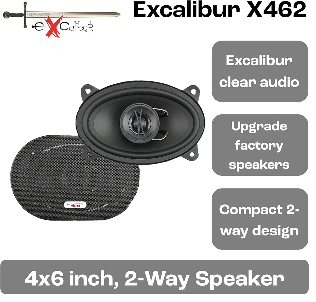 Excalibur X 462 4x6 Zoll 2-Wege Koaxial Lautsprecher Auto, mit 100W RMS Leistung, Set mit 2 Stück, i