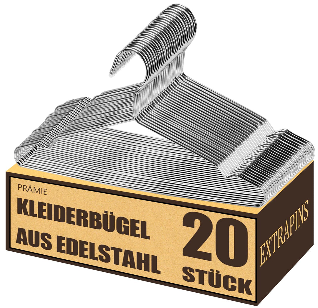 20 Stück Kleiderbügel aus Metall, Strapazierfähige Drahtbügel Mit Einkerbung, Silber für Anzug T-Shi