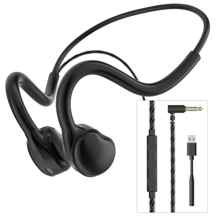 ANSTEN Bluetooth Headset mit Kabel (3,5mm/USB) Für PC/Telefon, Ultra Komfort, Open Ear USB Headset m