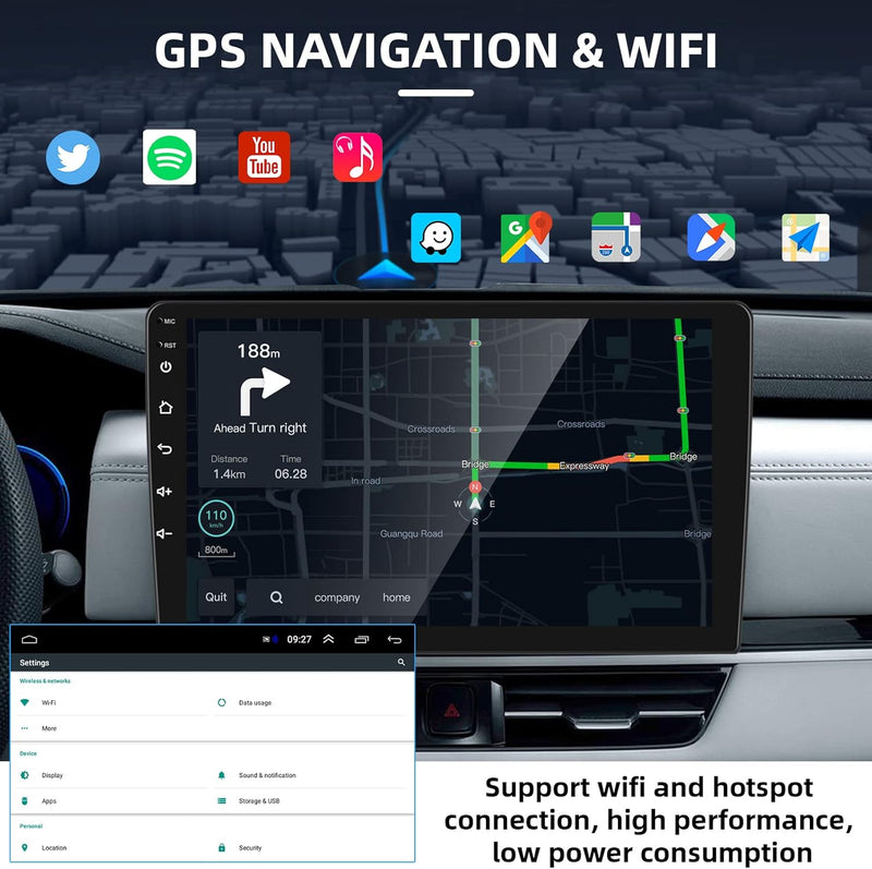 Hodozzy 32G Android Autoradio mit Wireless Carplay Android Auto 2 Din Radio Navi 9 Zoll Touchscreen