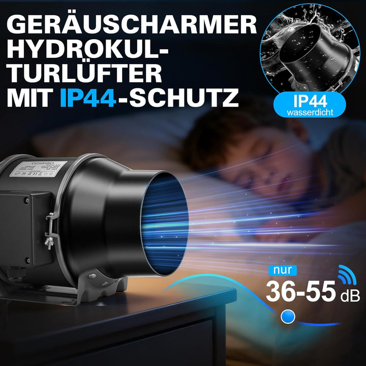 Regelbar Rohrventilator 150mm mit Inverter-EC-Motor, 683m³/h 2800 RPM Inliner Abluftventilator mit D