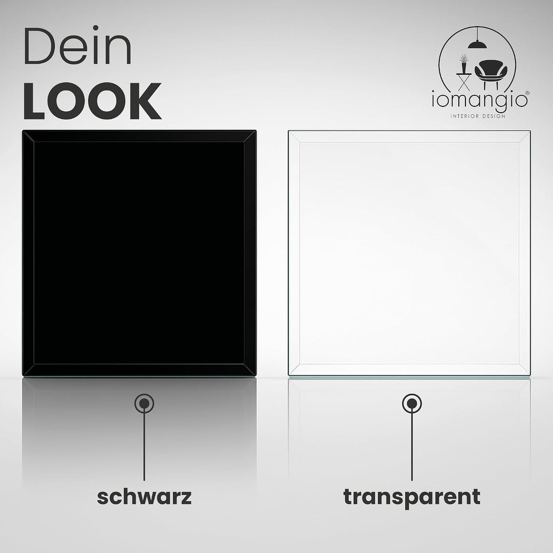 iomangio® Glasplatte Eckig 70 x 70cm Schwarz - Glasscheibe aus gehärtetem ESG Glas 6mm Dick – Tischp