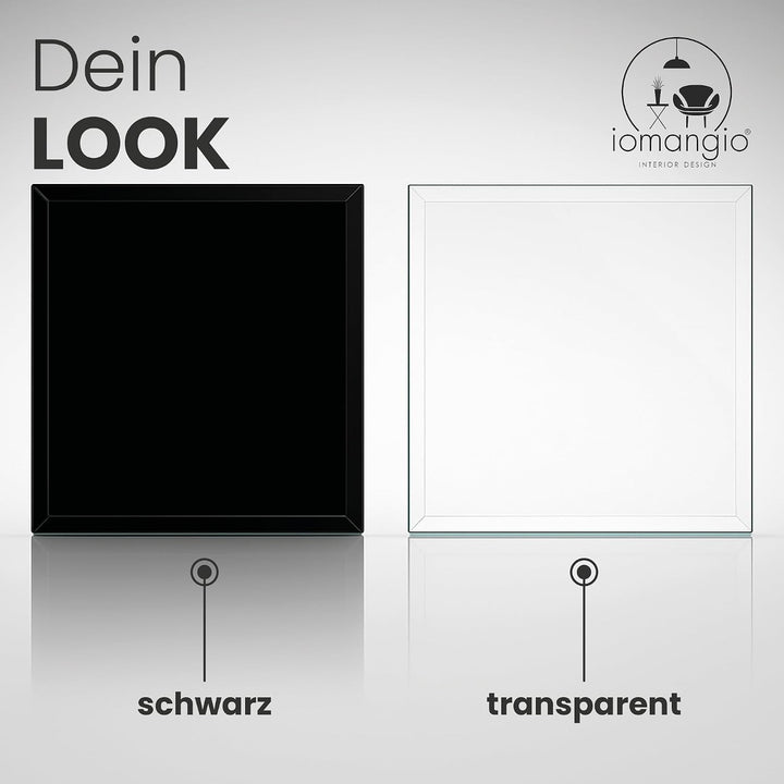iomangio® Glasplatte Eckig 70 x 70cm Schwarz - Glasscheibe aus gehärtetem ESG Glas 6mm Dick – Tischp