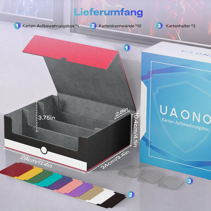 Karten-Aufbewahrungsbox für Sammelkarten, 1800+ PU-Leder, Commander-Kartendeck-Hülle, Magnetverschlu