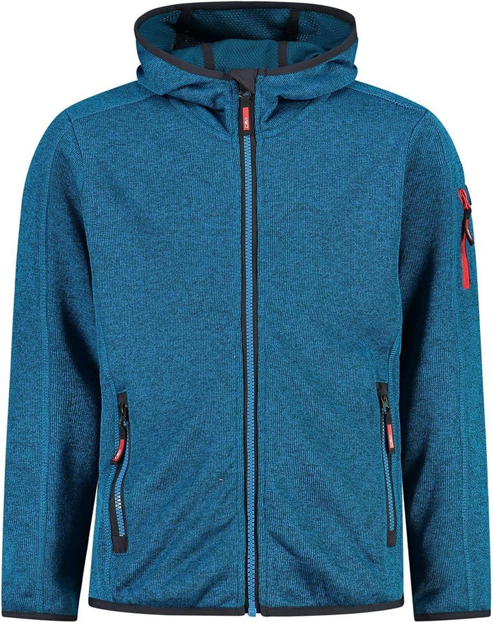 CMP Jungen Kinder-knit-tech-jacke mit Fester Kapuze KID JACKET FIX HOOD 116 Donau-Tiefsee, 116 Donau