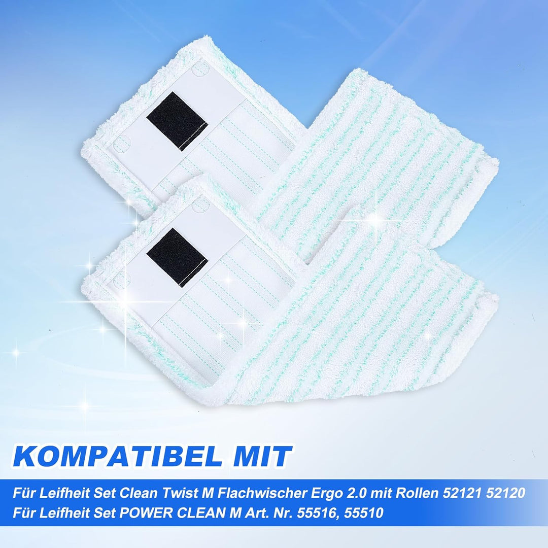 KEEPOW 6 Wischbezüge für Leifheit Clean Twist M Ergo Micro Duo, Ersatzbezüge mit 2-Faser-System, Kom