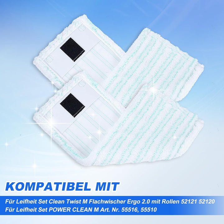 KEEPOW 6 Wischbezüge für Leifheit Clean Twist M Ergo Micro Duo, Ersatzbezüge mit 2-Faser-System, Kom