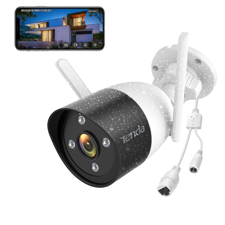 Tenda Überwachungskamera Aussen WLAN, 1080P IP Kamera mit 30m Vollfarb-Nachtsicht, Zwei-Wege-Audio,