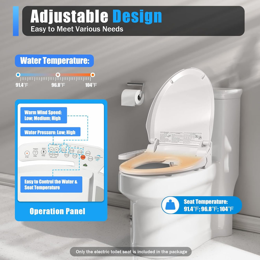 Bidet Sitz Smart Dusch, 220V Elektrischer Smart WC Dusch WC Sitz Beheizte Toilette, 32℃-48℃ Temperat