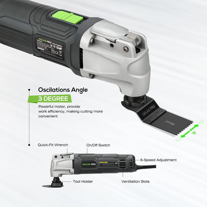 GALAX PRO Oszillierende Werkzeuge, 6 variable Geschwindigkeiten, 15000-22000RPM Multifunktionswerkze