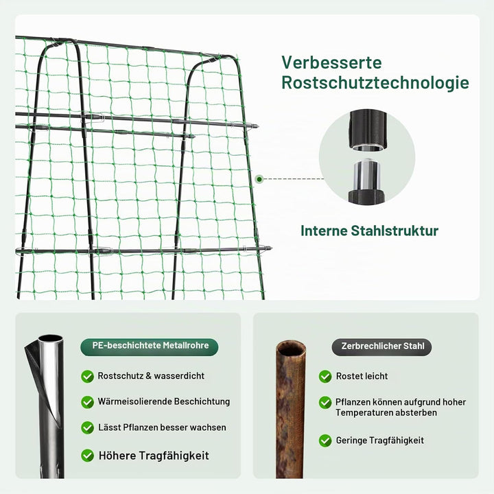 Gurken Rankgitter 160x160cm Stabiles Rankgitter für Hochbeet, U-Form Vertikales Pflanzen Rankhilfe f