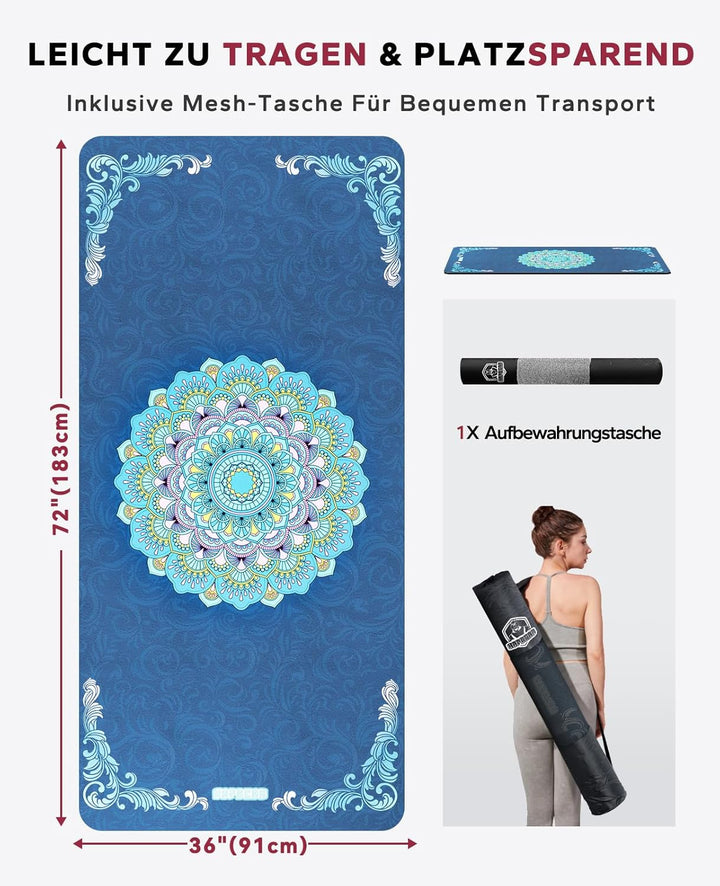 HAPBEAR Yogamatte XXL- Extra Gross Breit Yoga Matte, Sportmatte Fitnessmatte Rutschfest 198cm x137cm