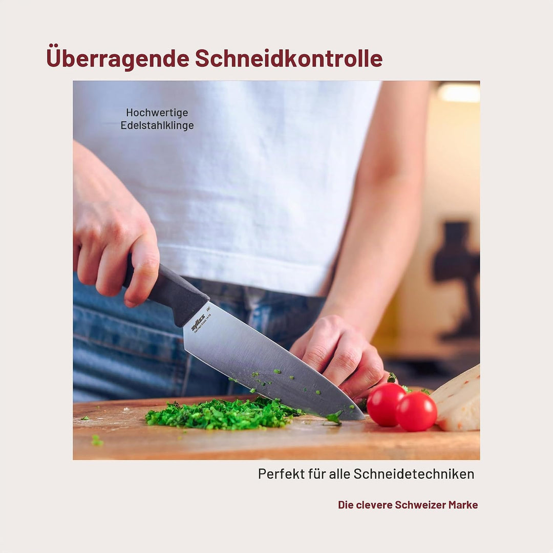 Zyliss Kochmesser, 15 cm, scharfe Edelstahlklinge mit nachhaltigem, rutschfestem Griff aus Weizenstr
