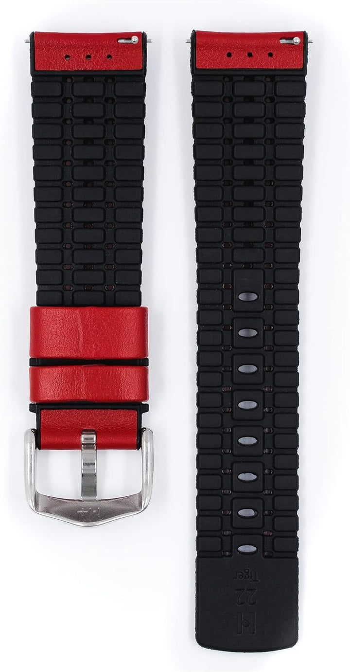 HIRSCH Herren Performance Uhrenarmband Modell Tiger 24 mm Rot