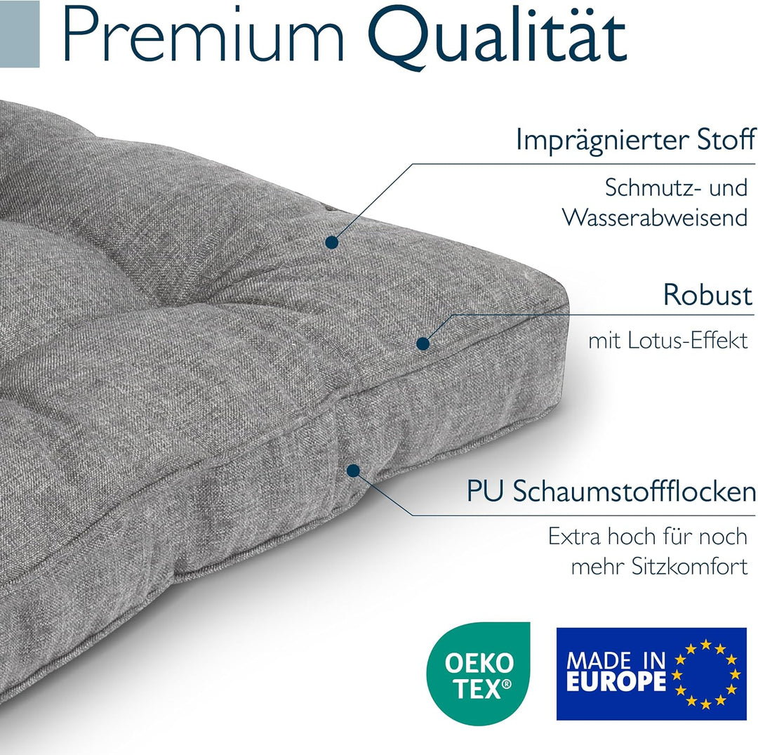 Beautissu Lounge Auflagen Set Sitzkissen 60x60 cm &amp; Rückenkissen 60x40 cm – Schmutz- &amp; Wasserabweise