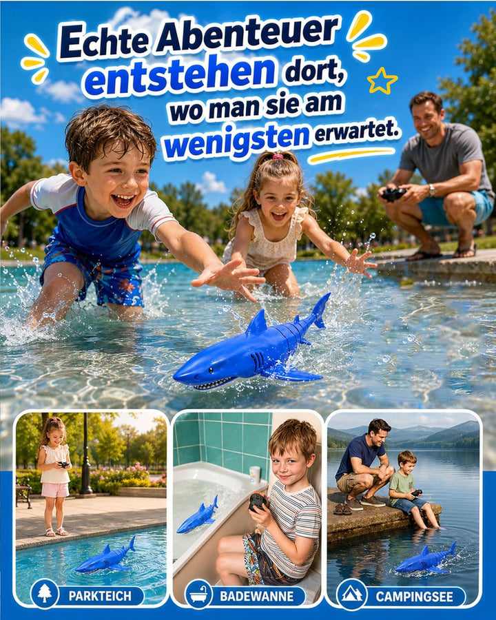 KOKODI Ferngesteuerter Robo-Hai für Kinder ab 3 Jahren – RC Wasserspielzeug mit Licht &amp; Wasserdichte