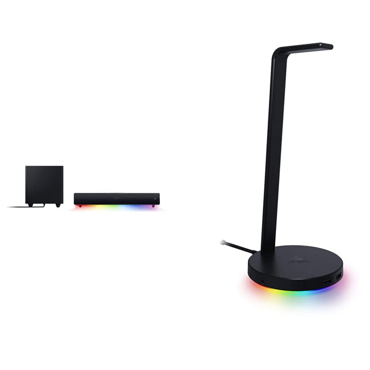 Razer Leviathan V2 - PC-Gaming-Soundbar Schwarz &amp; Base Station V2 Chroma - Headset-Ständer mit USB-H
