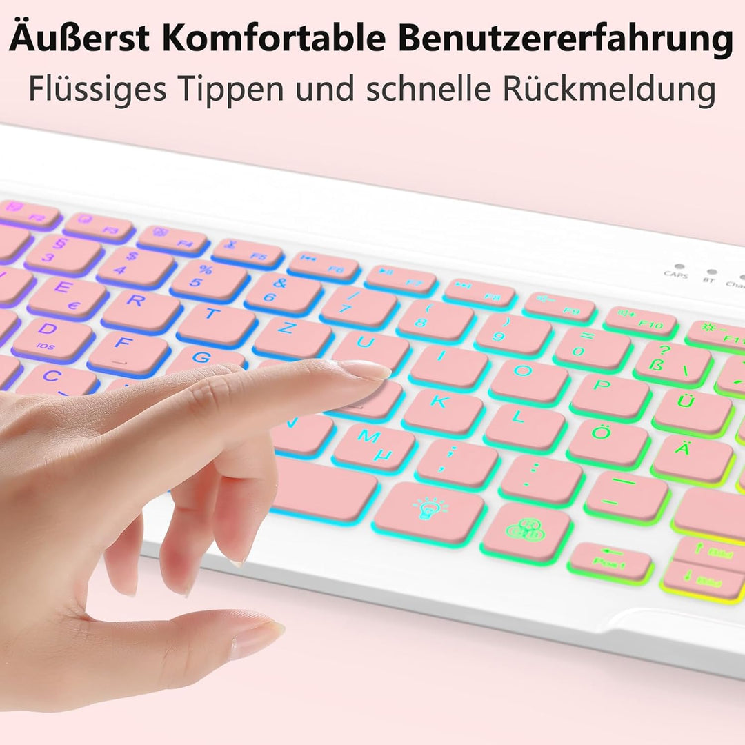 Bluetooth Tastatur – Kompatibel mit iOS, Android & Windows, für iPhone, iPad, Samsung & Co. | iPad T